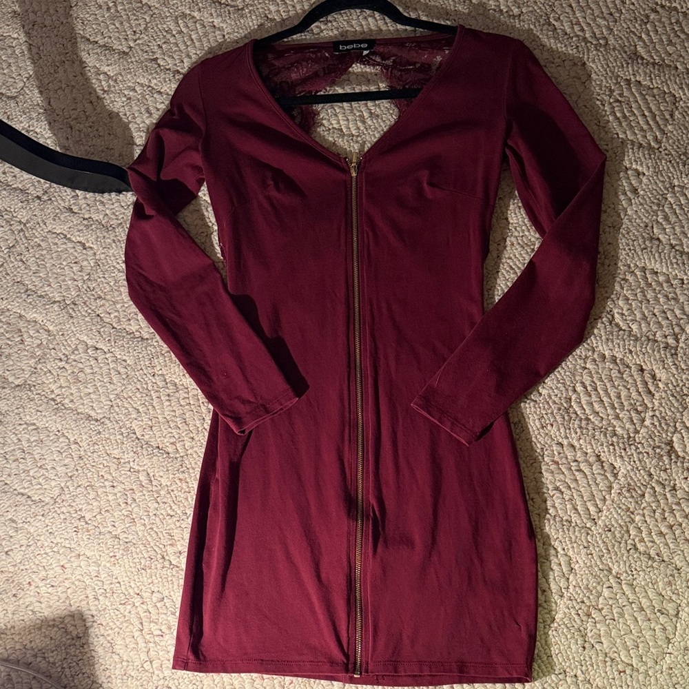 Lush Deep Red Long Sleeve Dress